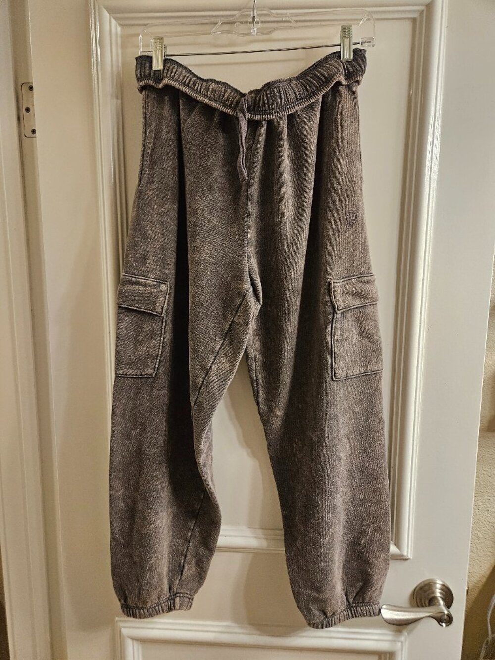 PINK Washed Gray Cargo Jogger Pants Size M